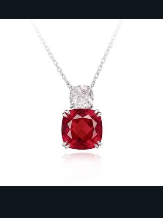 Ruby Necklace Jewelry - Luxury Red Ruby And Diamond 18k White Gold Necklace